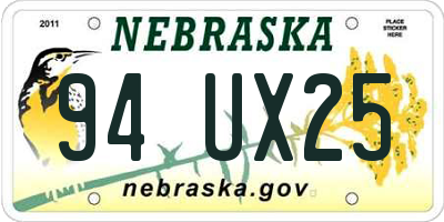 NE license plate 94UX25
