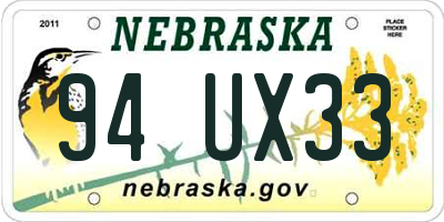 NE license plate 94UX33