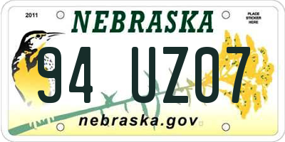 NE license plate 94UZ07