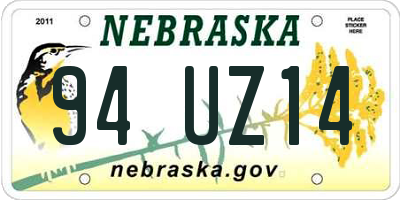 NE license plate 94UZ14