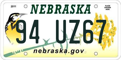 NE license plate 94UZ67
