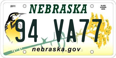 NE license plate 94VA77