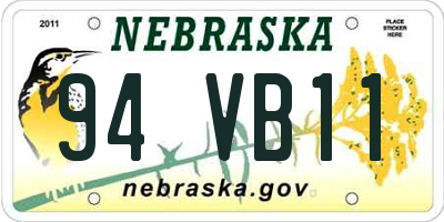 NE license plate 94VB11