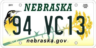NE license plate 94VC13