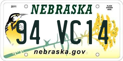 NE license plate 94VC14