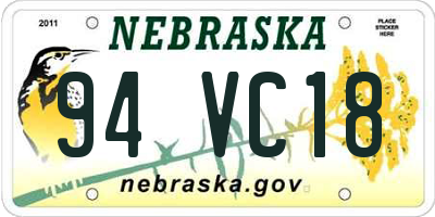 NE license plate 94VC18