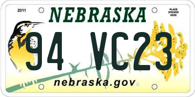 NE license plate 94VC23