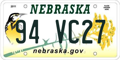 NE license plate 94VC27