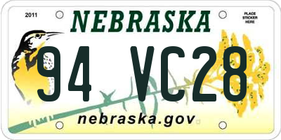 NE license plate 94VC28