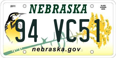NE license plate 94VC51