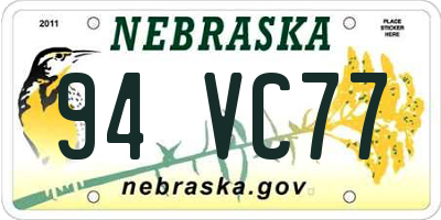 NE license plate 94VC77