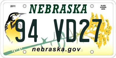 NE license plate 94VD27