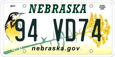 NE license plate 94VD74