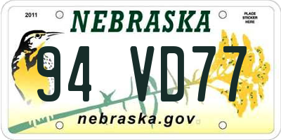 NE license plate 94VD77