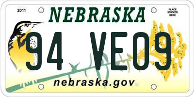 NE license plate 94VE09