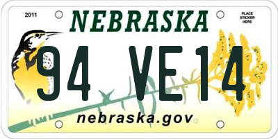 NE license plate 94VE14