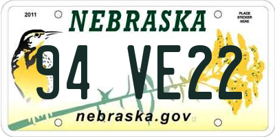NE license plate 94VE22