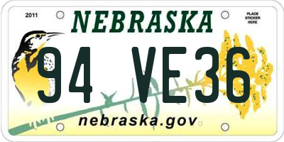 NE license plate 94VE36