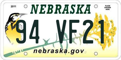 NE license plate 94VF21
