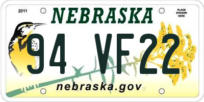 NE license plate 94VF22