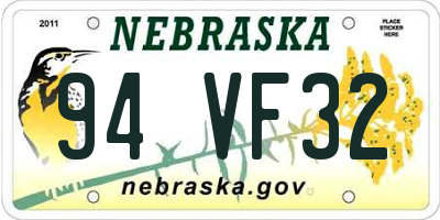 NE license plate 94VF32