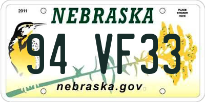 NE license plate 94VF33