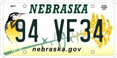 NE license plate 94VF34