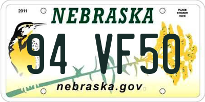 NE license plate 94VF50