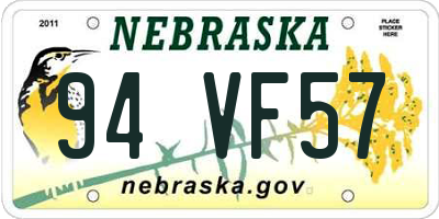 NE license plate 94VF57