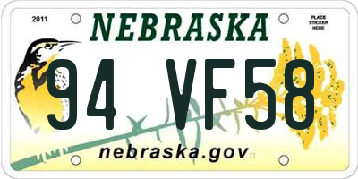 NE license plate 94VF58