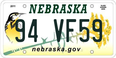 NE license plate 94VF59