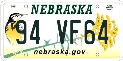 NE license plate 94VF64