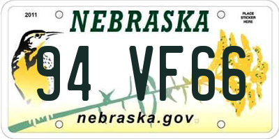 NE license plate 94VF66
