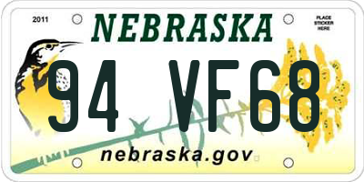 NE license plate 94VF68