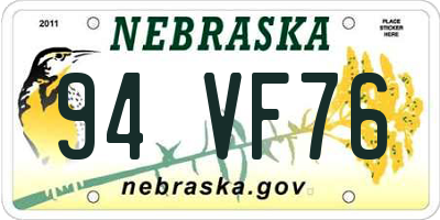 NE license plate 94VF76