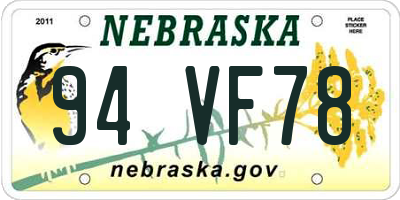 NE license plate 94VF78