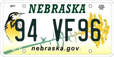 NE license plate 94VF96