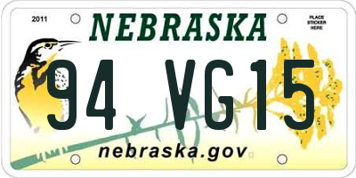 NE license plate 94VG15