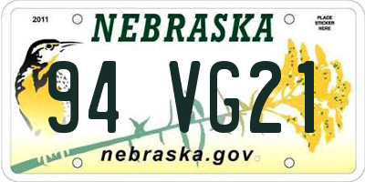 NE license plate 94VG21