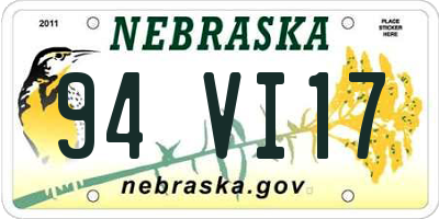 NE license plate 94VI17