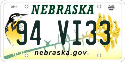 NE license plate 94VI33