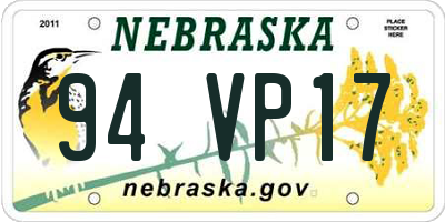 NE license plate 94VP17