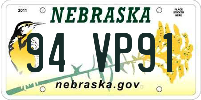 NE license plate 94VP91