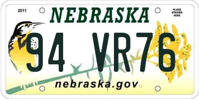 NE license plate 94VR76