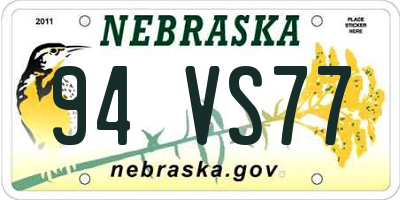 NE license plate 94VS77