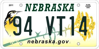 NE license plate 94VT14