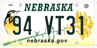 NE license plate 94VT31