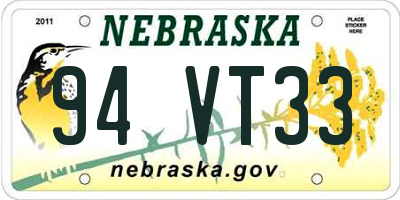 NE license plate 94VT33