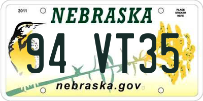 NE license plate 94VT35