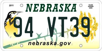 NE license plate 94VT39